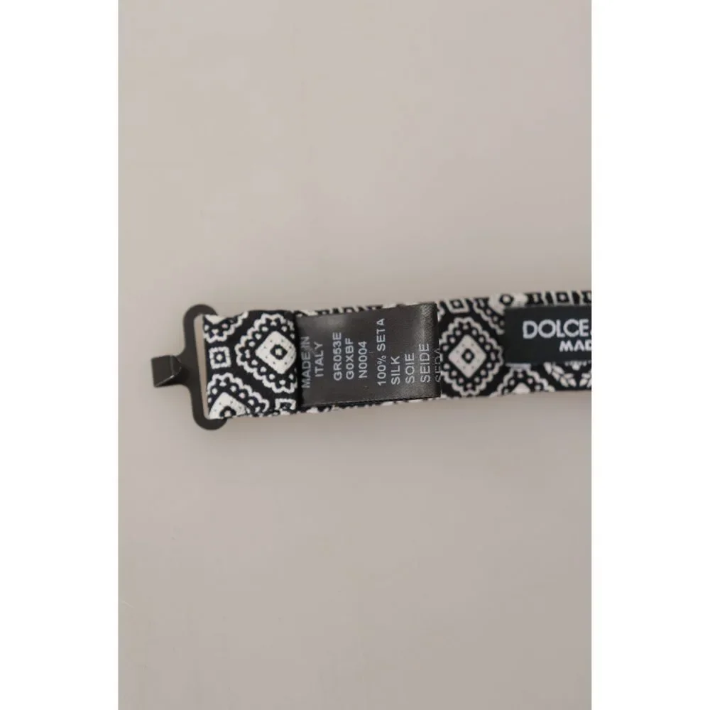 Dolce & Gabbana Black white 100% Silk Adjustable Neck Papillon Tie - Picture 5 of 5